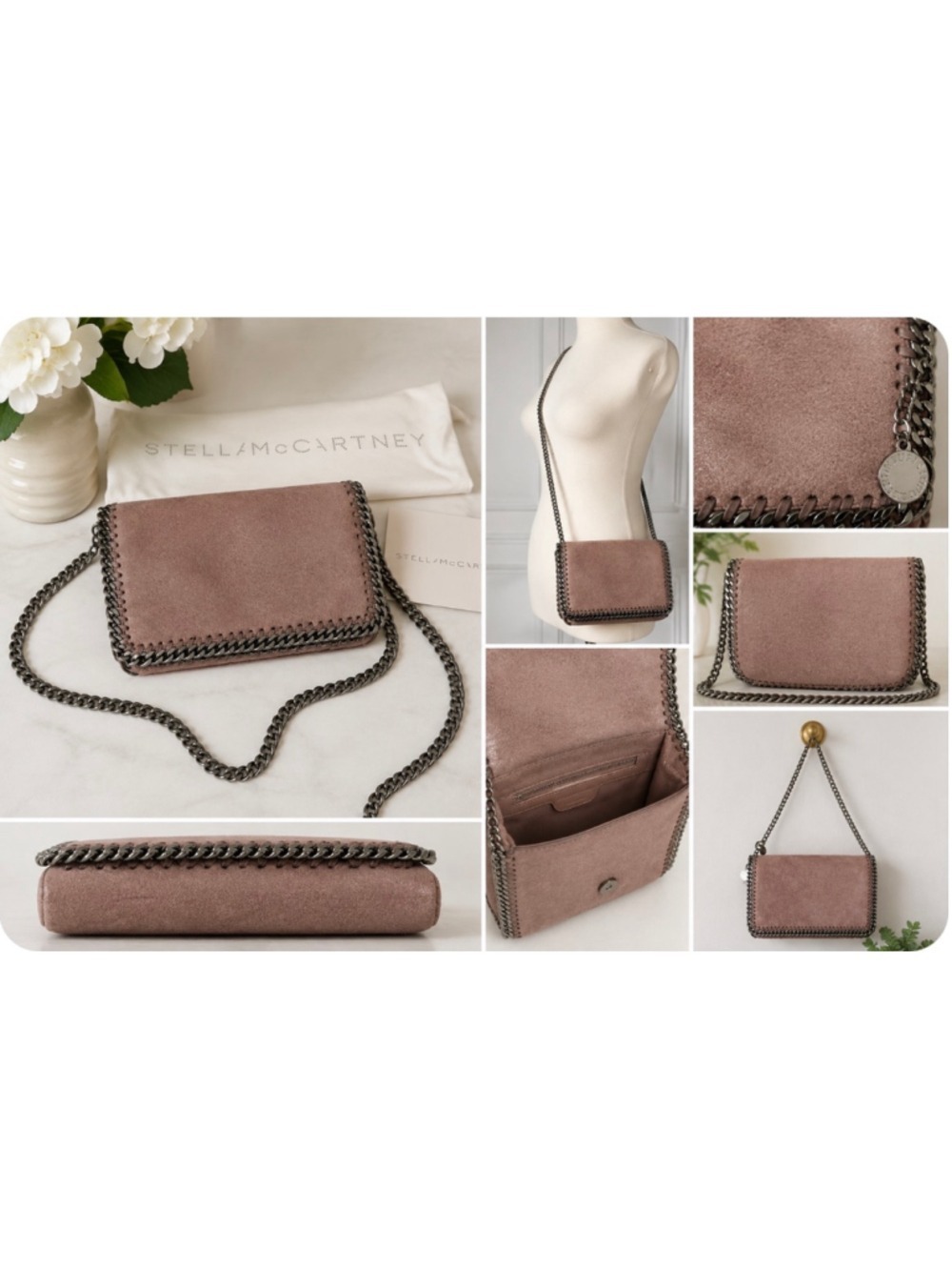 Stella McCartney Falabella Crossbody Bag, Pink/Grey Chic New!
